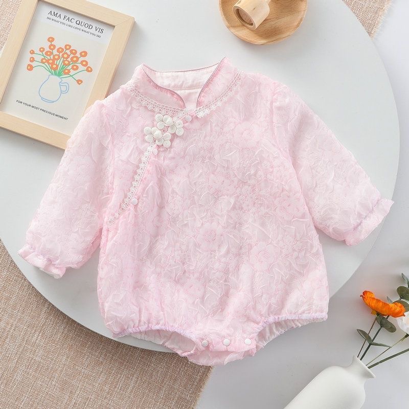 Ropa de verano para bebés recién nacidos, ropa de verano para bebés recién nacidos, ropa de cien días, mamelucos cheongsam para niñas, mamelucos de luna llena