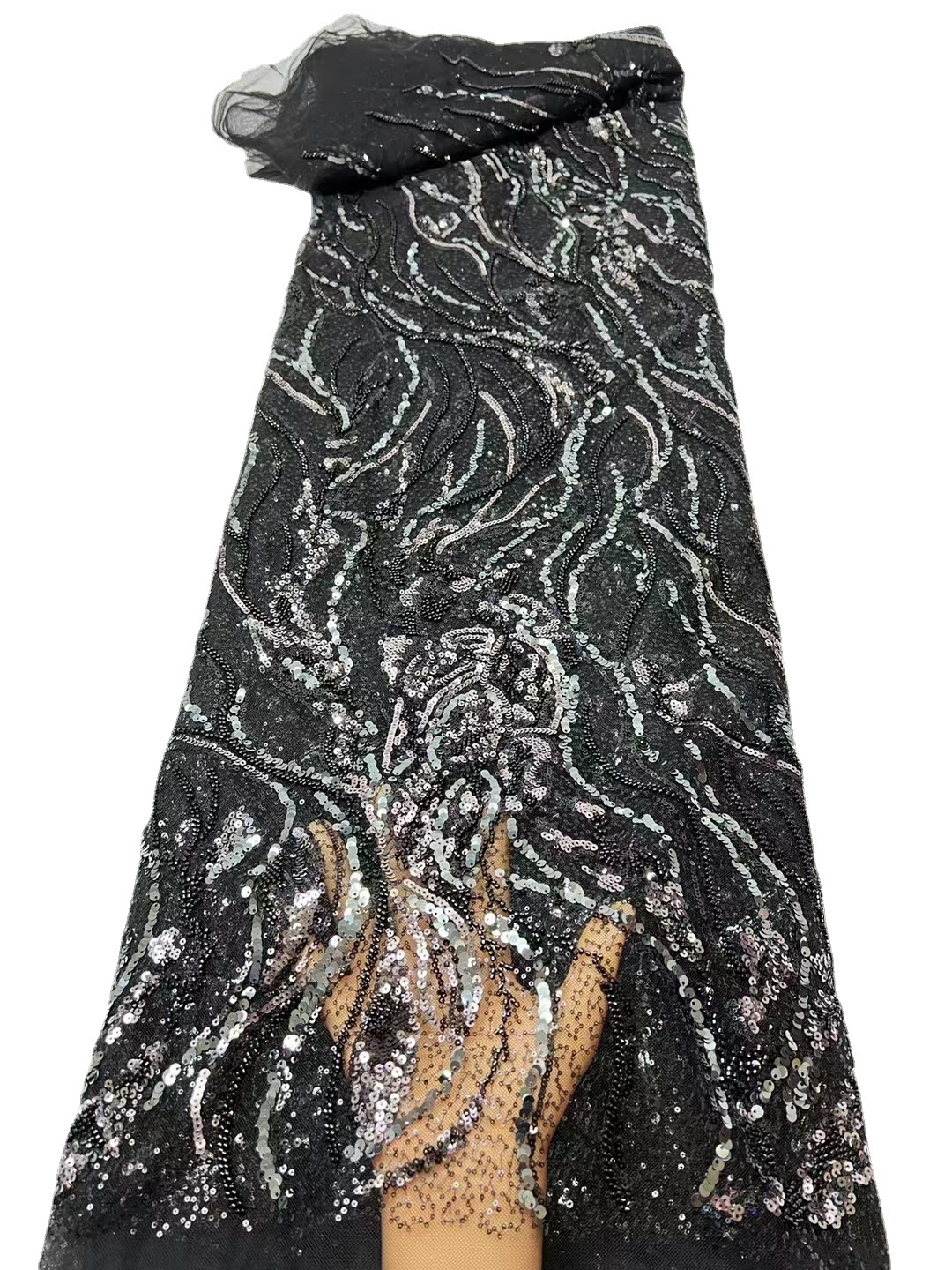 Con lentejuelas bordado tela de gama alta cheongsam rendimiento vestido bordado tela encaje tela JX2768
