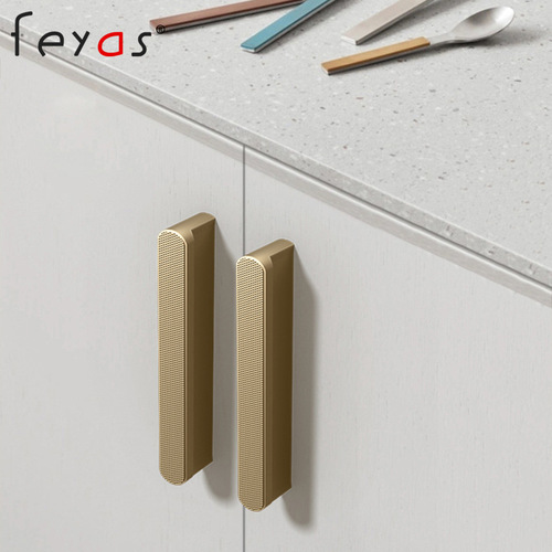 Feyas Network T-shaped Wardrobe, Gold Luxurious Handle, Cabinet with Drawers, Full-Height Black Door Handles