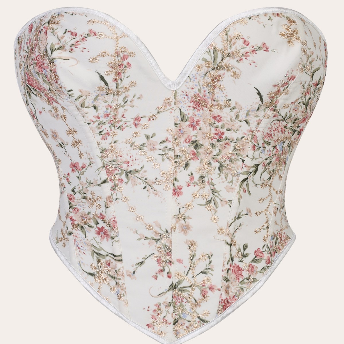 Blanco bordado damas pechos cortos corte