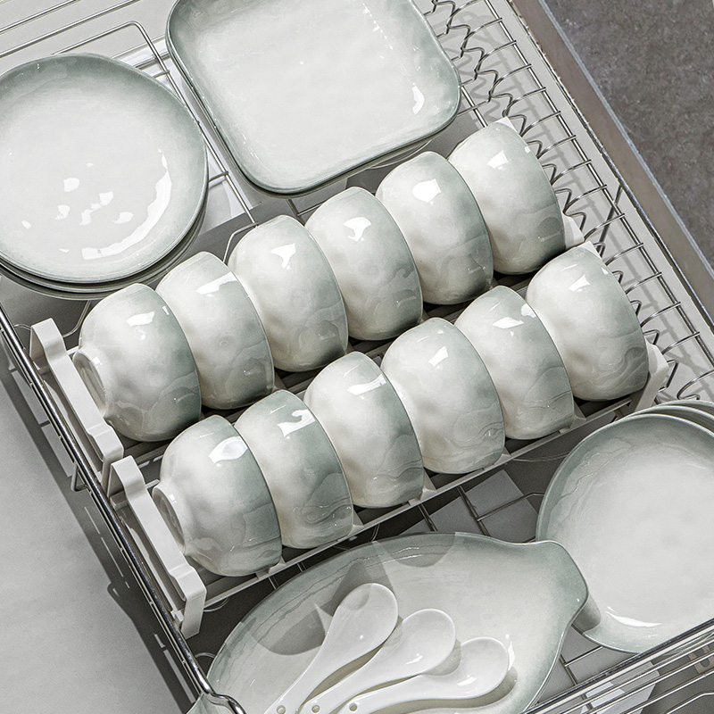 Dish Set for Home Use 5 New Bowls, Plates, Chopsticks, Plates Jingdezhen Ceramic Bowls Housewarming Newlywed Bowls and Plates Tableware