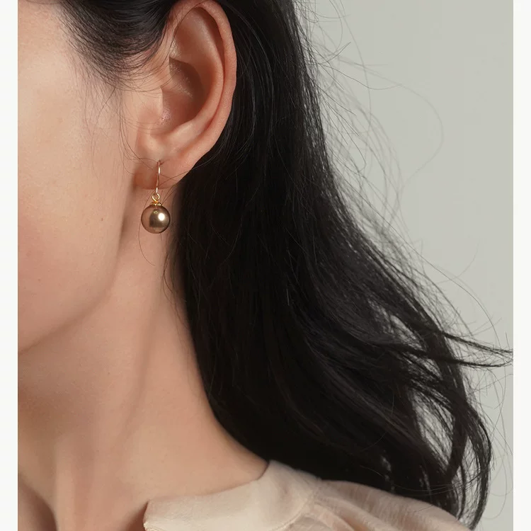 烨远 Elegant earrings from pearl, simple and elegant design, 14 carat, light luxury style