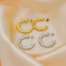 欧美风小众设计扭曲金属圈圈不规则耳环冷淡风简约耳圈女个性百搭