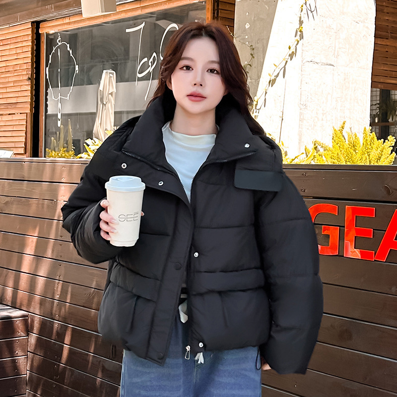 跨境2025新款棉衣女短款冬季连帽棉服韩版时尚棉衣外套百搭面包服|undefined