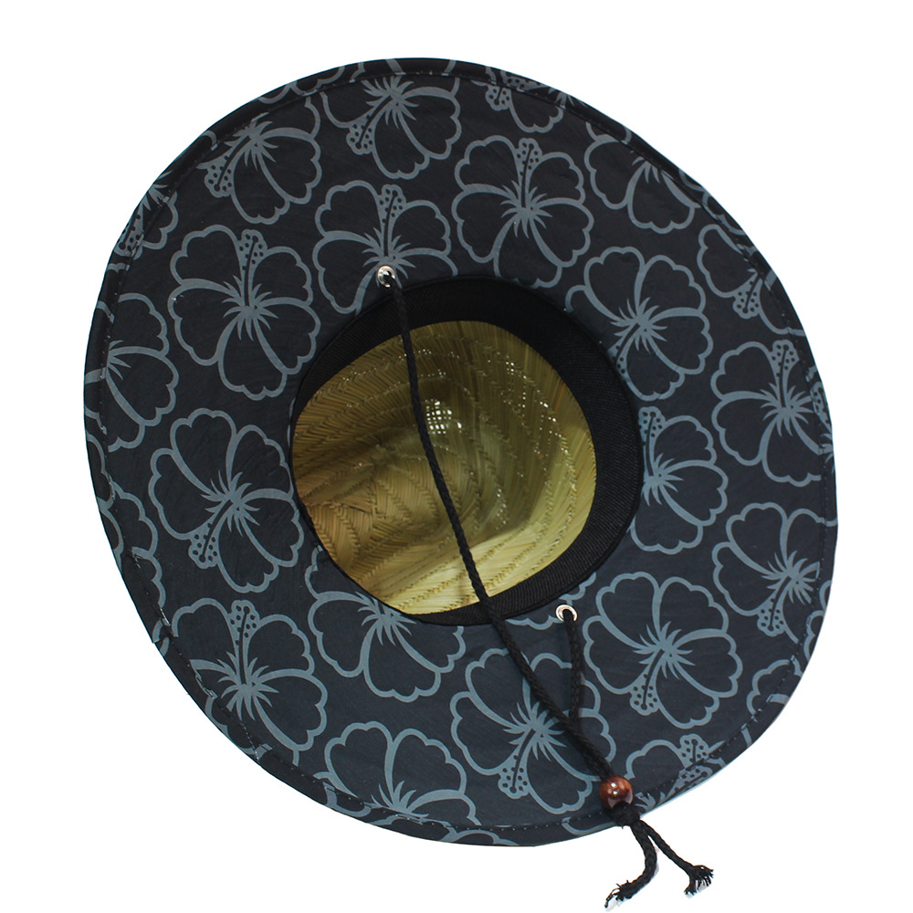 Sombrero de paja para hombre estilo playa, diseño salvavidas, moda verano 2024