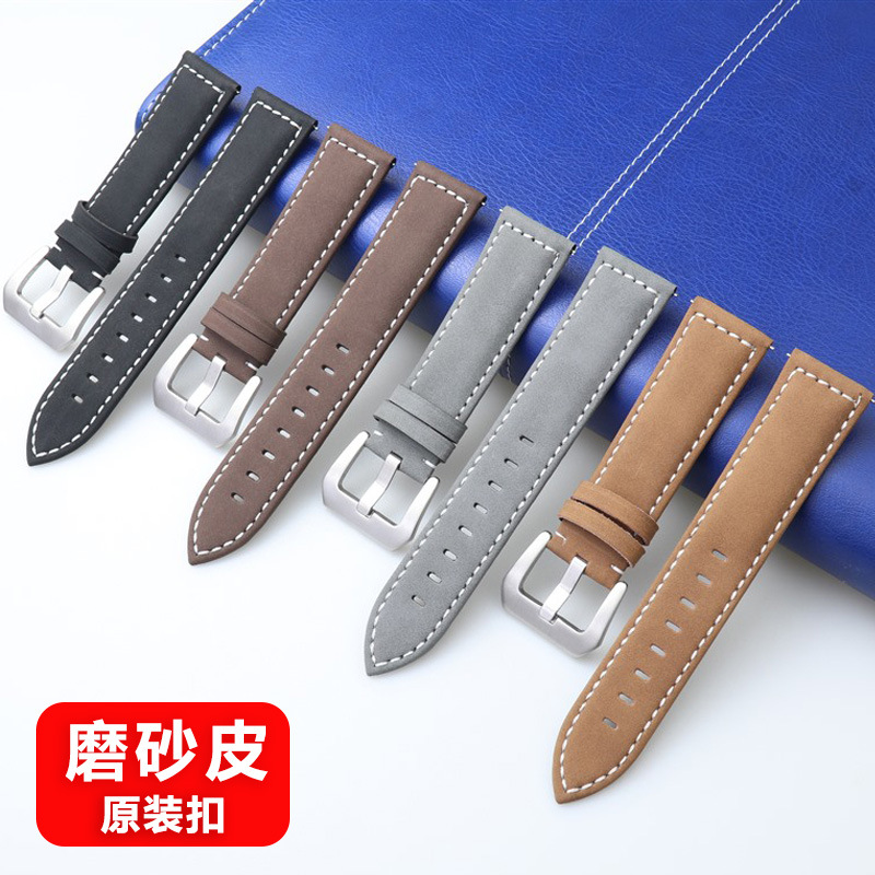 Correa de reloj de cuero esmerilado de desmontaje rápido directo de fábrica con hebilla original para hombre de línea gruesa retro de alta gama