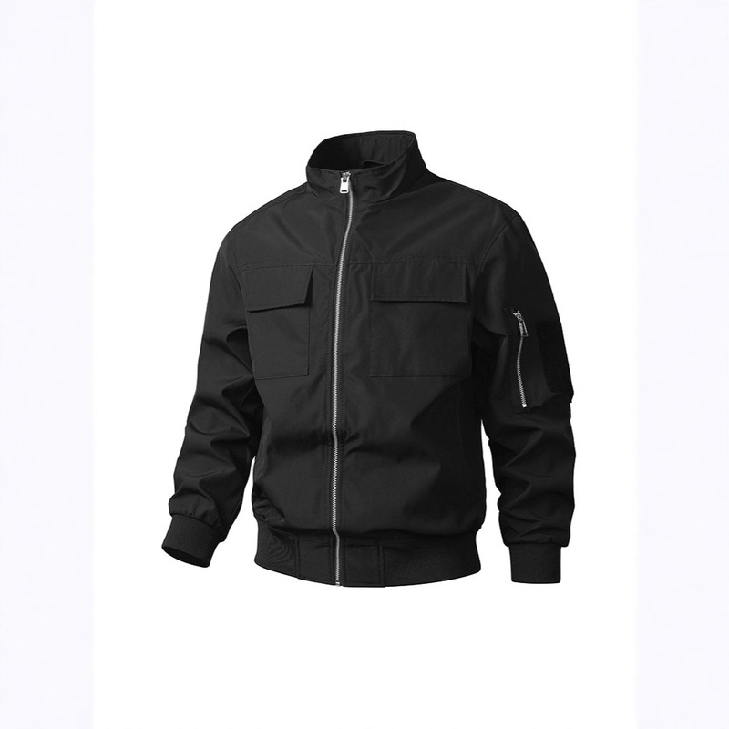 American-Style Trendy Coach Jacket, Three-Proof Stand Collar, Casual Solid Color, Vintage Autumn Outdoor Workwear Flight Versatile Jacket