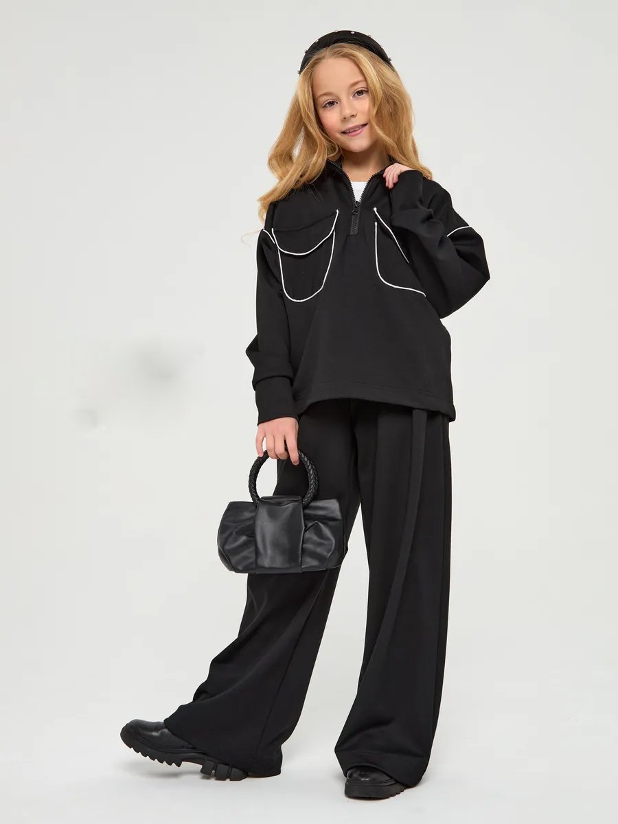 Mädchen Freizeit Streetstyle Zweiteiler Mit Half Zip Pullover_voghion.com