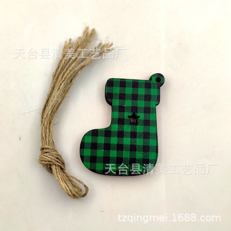 33 modelos de cuadros verdes y negros serie navideña piezas de madera colgante de decoración navideña se pueden combinar libremente 10 piezas en un paquete