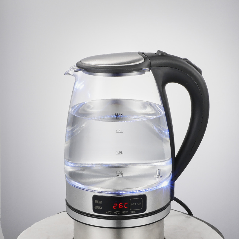 Lcd Display Multi-Segment Insulation Glass Electric Water Kettle Hot Water Water Kettle Steel Lid Water Kettle Home Health Water Kettle Customization