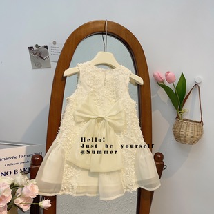 Girls' dress summer new children's sleeveless bow princess dress cross-border delivery