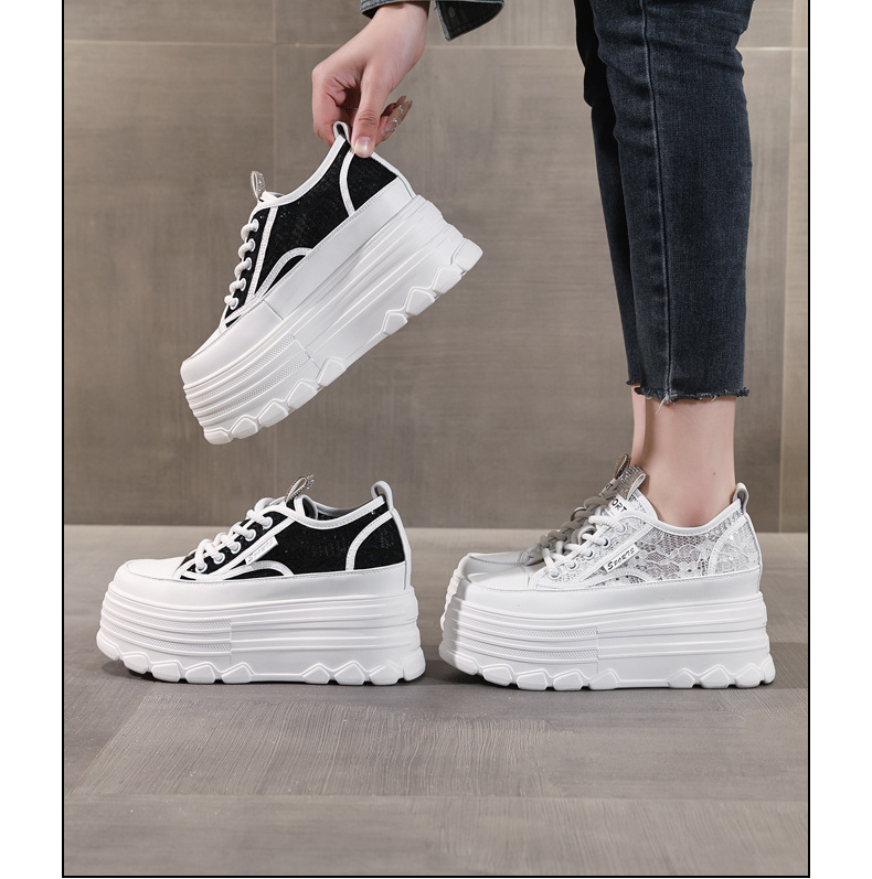 Giày sneaker nữ đế dày lưới thoáng khí phối trắng dễ mặc — Màu đen chi tiết 20