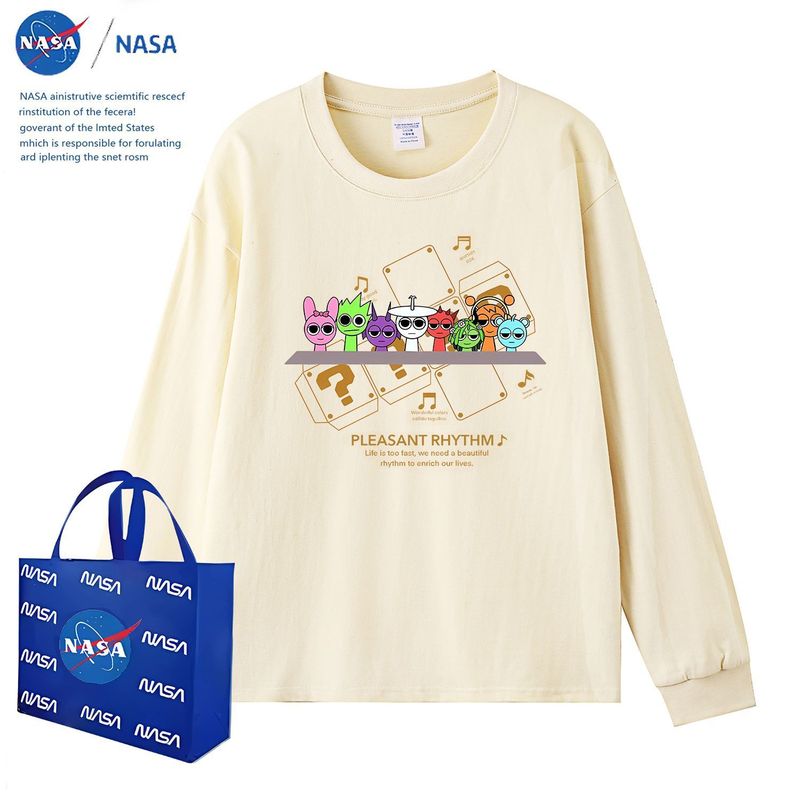 NASA秋季卡通拉布布儿童装上衣春秋款中大童保暖纯棉拼接长袖T恤|undefined