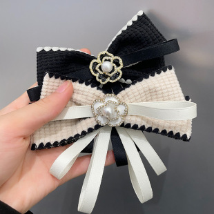 Chanel style Camellia bow tie elegant big bow multi-layer ribbon pin autumn and winter shirt sweater neckline corsage