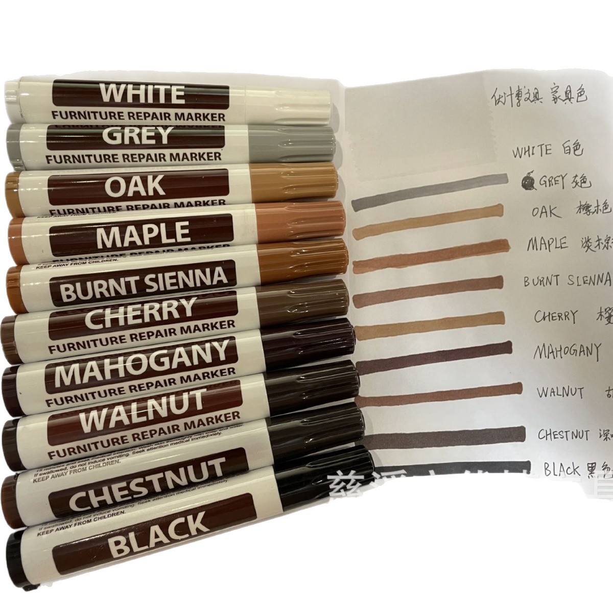 [75 piezas/juego mínimo] Rotulador para reparación de suelos, rotulador para retoque de color de muebles y puertas de madera, crayón, sacapuntas