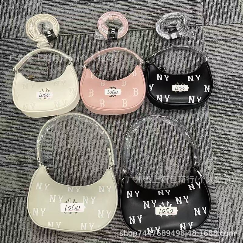 Korean ML Underarm Bag 2026 New Model NY Embossed Leather Crescent Bag Fashionable Versatile Shoulder Handbag for Women Korean ML Underarm Bag 2026 New Model NY Embossed Leather Crescent Bag Fashionable Versatile Shoulder Handbag for Women