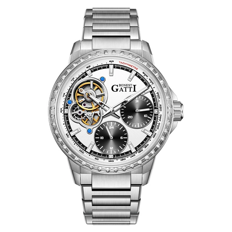 Mechanical swiss watch, mechanical watch, waterproof steel belt, Switzerland, fully automatic, high-quality style