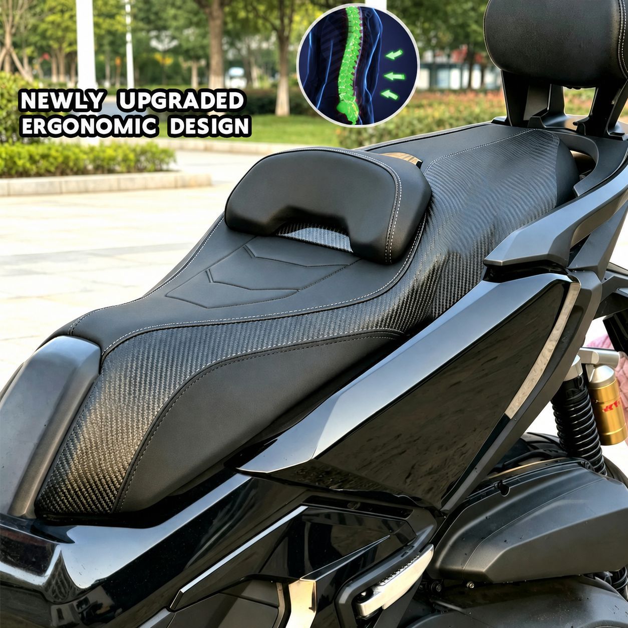 Suitable for 25 Models of Honda Adv350 Modified Seat Cushion Assembly with Lumbar Support, Comfortable and Waterproof Motorcycle Seat Cushion