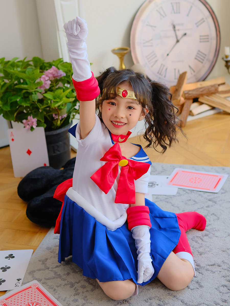 Disfraz de Sailor Moon para niñas, disfraz de Sailor Moon Sailor Bunny para niños, disfraz de actuación infantil para Halloween.