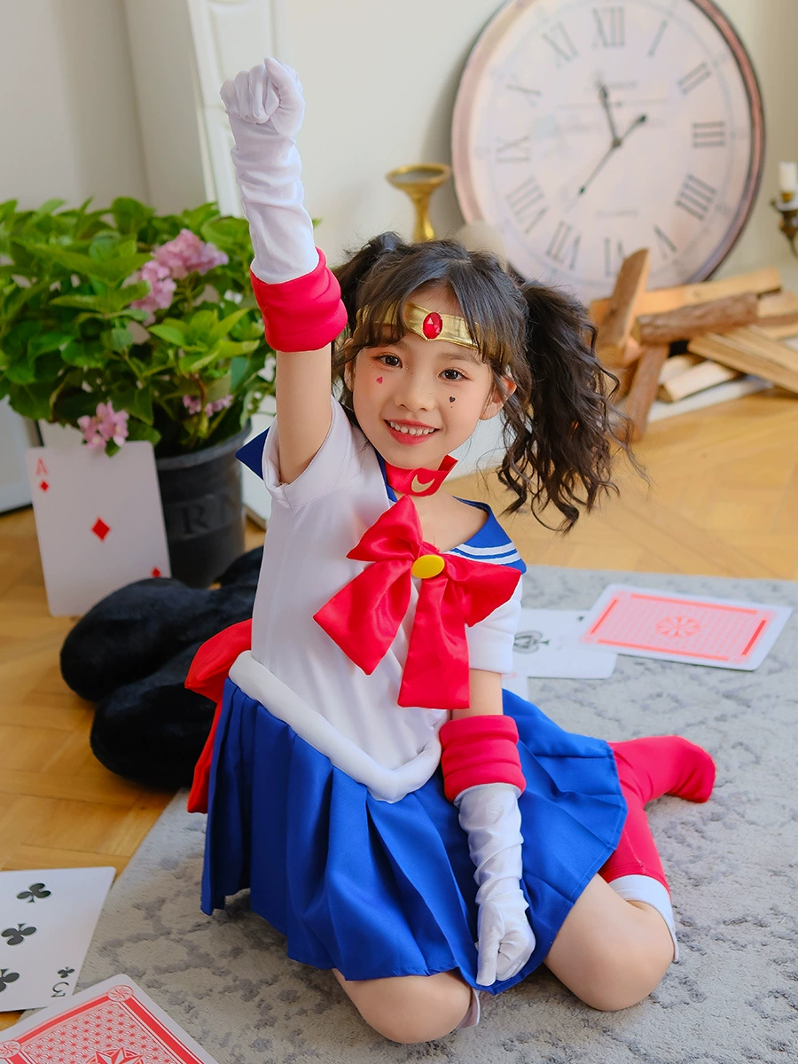 Водяной лед Moon Cos платье девочек Сейлор Мун Moon Sailor одежды Детская одежда Хэллоуин Детская одежда Шоу