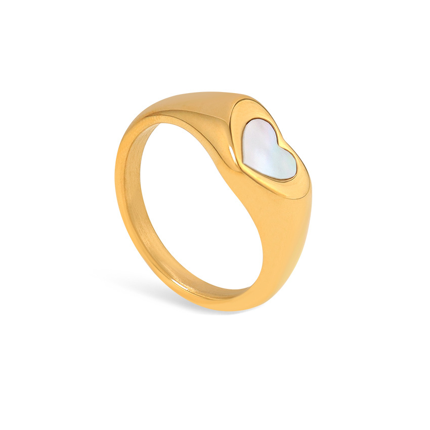 5g Weight Simple Style Heart Shape Stainless Steel Plating 18k Gold Plated Rings