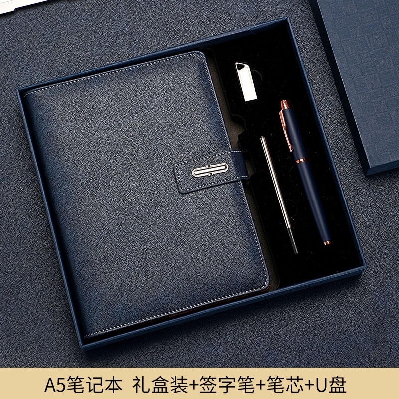 卸売りa5高級皮質磁気ボタンルーズリーフ手帳セットビジネス事務会議プレゼント手帳