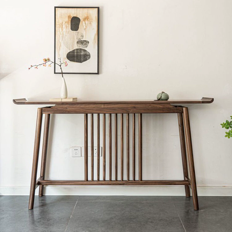 Изготовленный на заказ приставной столик из ясеня, журнальный столик, столик для прихожей, новый столик в китайском стиле Дзен, столик из массива дерева, настенный, современный минималистичный, для трансграничной торговли.