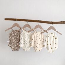 夏季婴儿吊带包屁衣三角哈衣爬爬服男女宝宝小背心无袖连体衣跨境