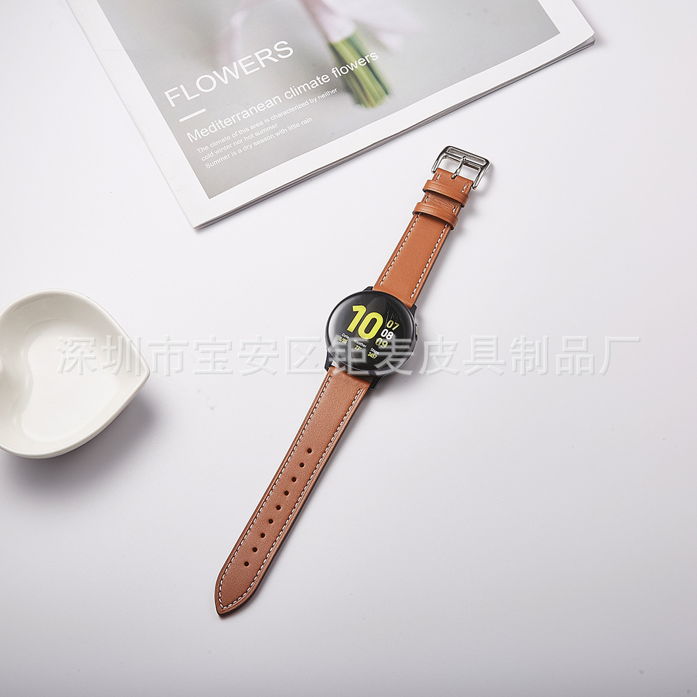 Aplicable a Huawei GT1/2 Samsung Galaxy watt4/5/6 correa de cuero de doble cara 18mm20mm