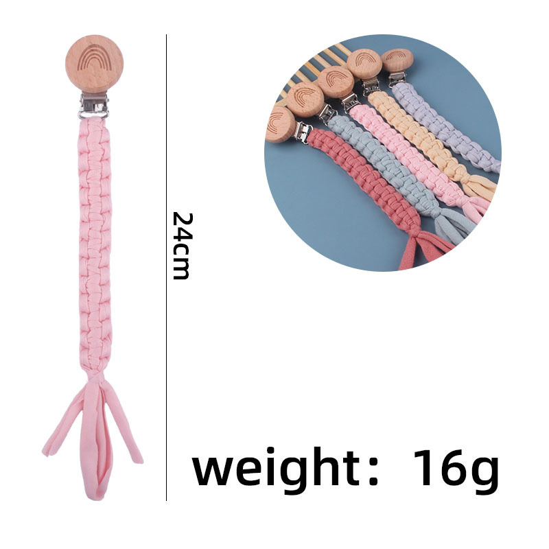 Suministros para bebés Cadena de chupete tejida a mano arco iris de haya clip chupete cadena anti-caída Nuevo