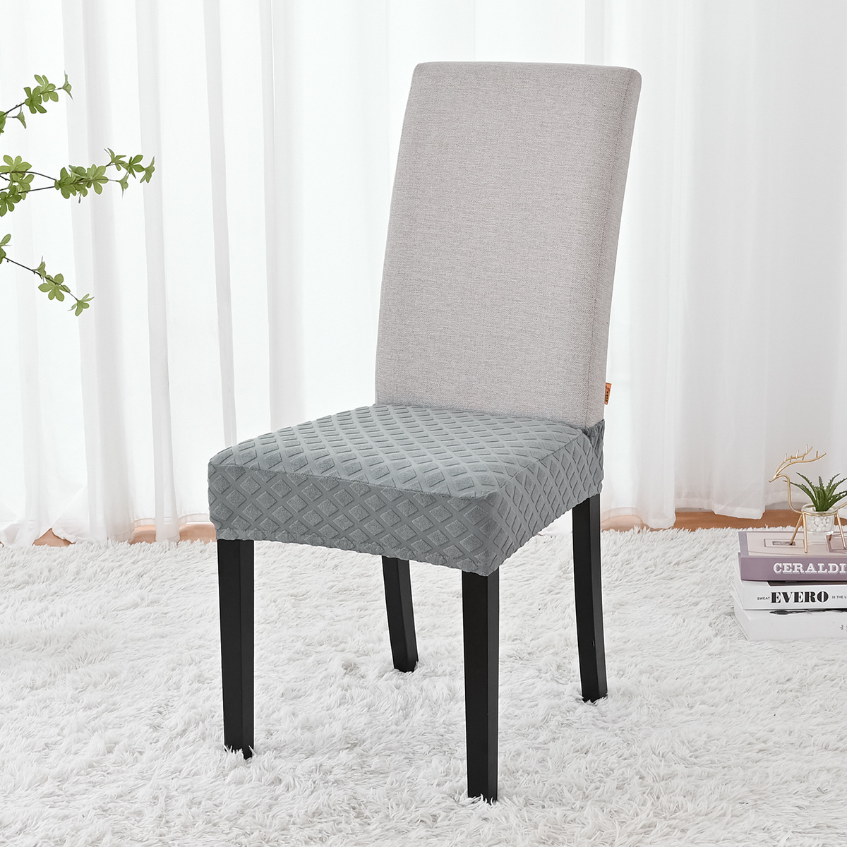 Transfronterizos sólidos elásticos jacquard diamante doble taburete elástico cubierta de silla de hotel polvo taburete cubierta de silla de comedor stock