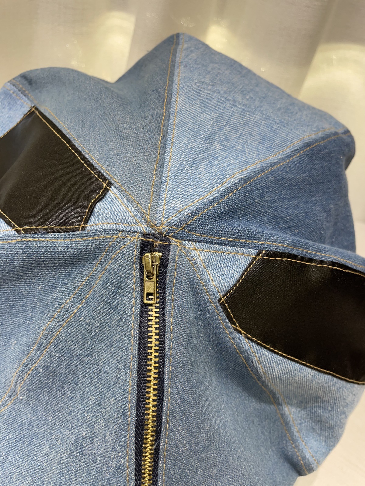 Washed Denim Niche Cloud Zip Beret Hat