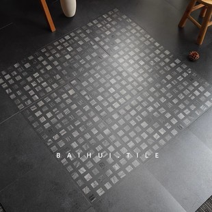 Guangdong-made antique brown black 300 tiles vintage homestay ceramic tile guest restaurant coffee clothing store floor tiles