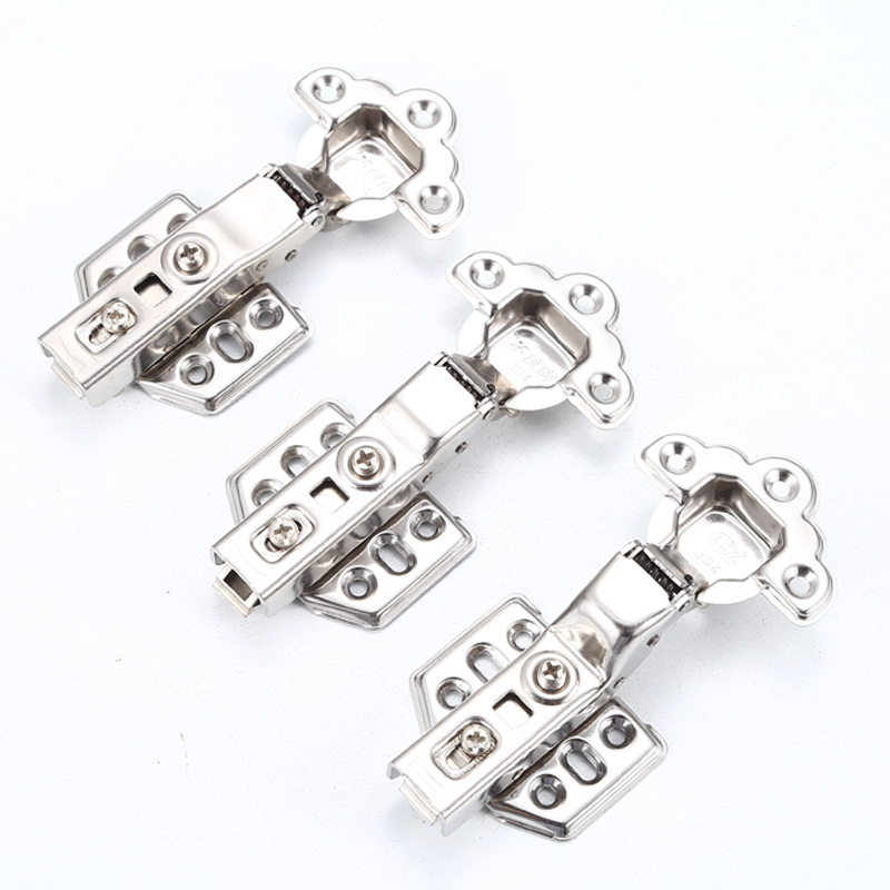 304 stainless steel hydraulic hinge rose head wardrobe cabinet thick nine-hole hinge buffer damping thick hinge