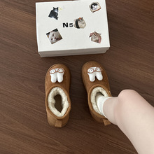 巨好看可爱卡通兔子雪地靴女2025冬季保暖加绒短筒棉靴舒适懒人鞋