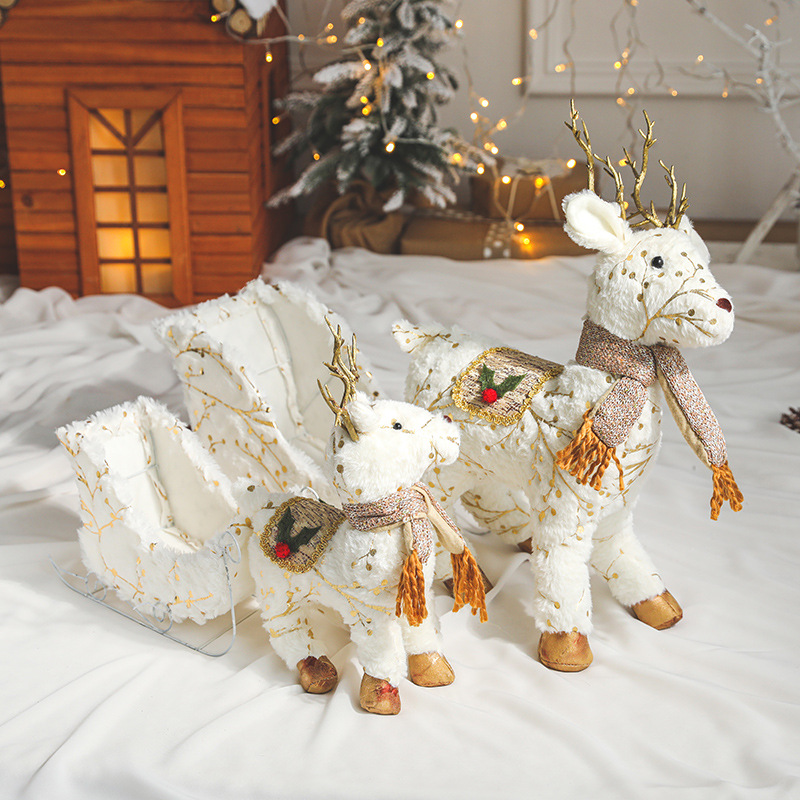 Navidad decoración pequeño ciervo carro trineo coche Navidad necesidades diarias ventana decoración muñeca
