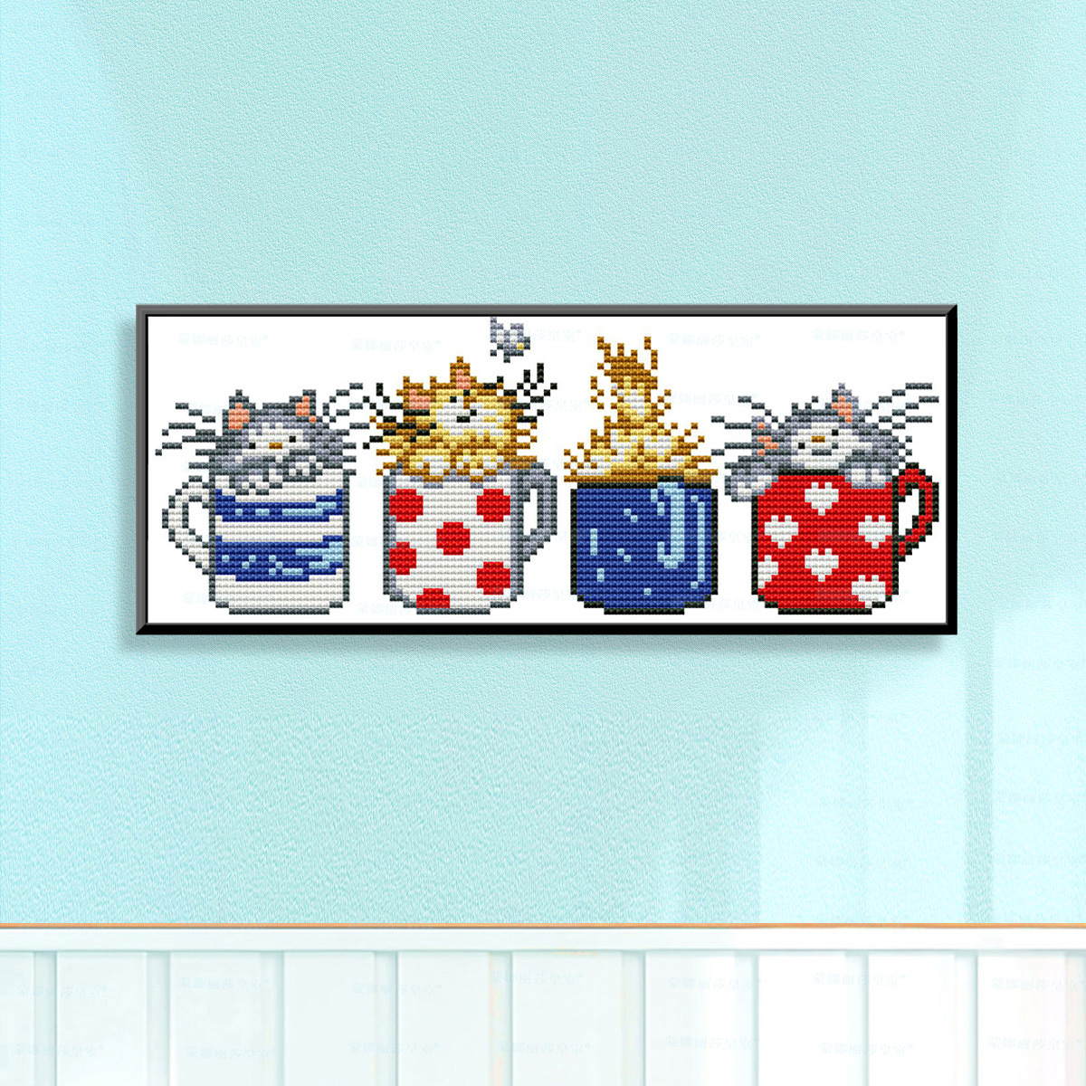 Mona Lisa Real bordado cruzado escondido en una taza de gato nuevo lindo animal curación decoración bordado de hilo hecho a mano image 3