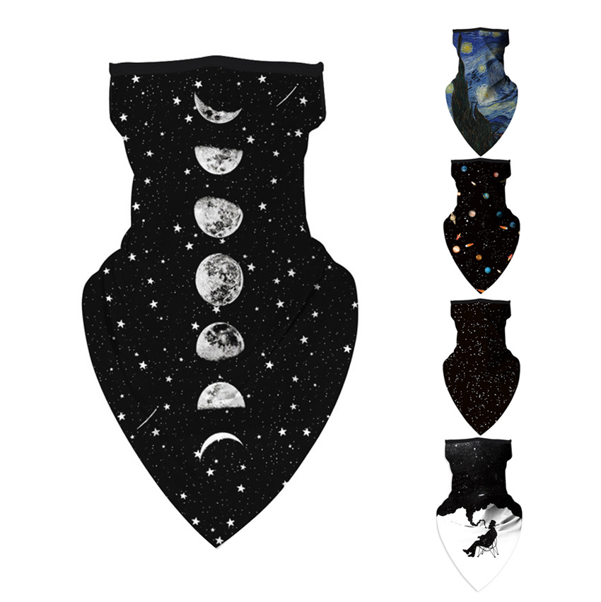Factory Direct Supply Cross-Border Merchant European and American Starry Sky Versatile Ear-Hanging Headscarf Dustproof Sun Protection Anti-Fall