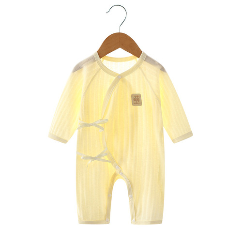 Baby jumpsuit, summer newborn harem, boneless long-sleeved newborn baby monk air-conditioned clothes, pure cotton clothes, thin