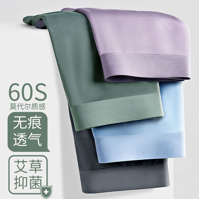 60-Count Modal Texture Men's Underwear, Winter Thickened Boxer Briefs, Seamless, Sweat-Absorbent, Breathable, Antibacterial Men's Underwear