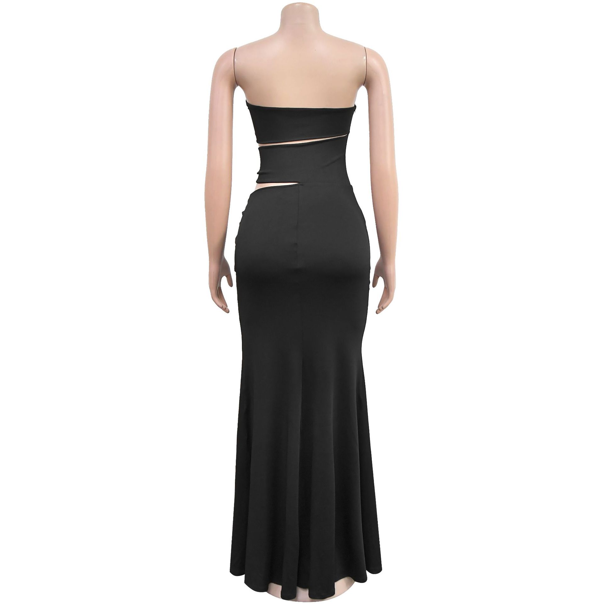 Women Wear Solid Color Slim Fit Sexy Slit Maxi Dress