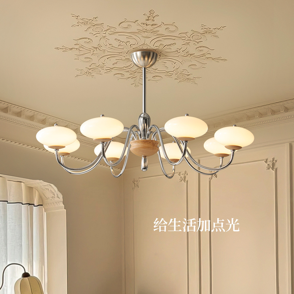 Araña retro francesa de estilo medio, lámpara principal de dormitorio y sala de estar, nueva lámpara de comedor de sala de estudio simple y de alta gama de estilo chino americano