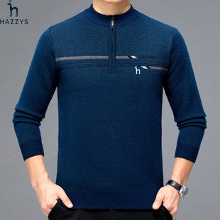 Hazzys Haggis 2023 Autumn and Winter New Half Open Collar Base Men's Fashionable Korean Style Zipper Pullover Sweater for Men