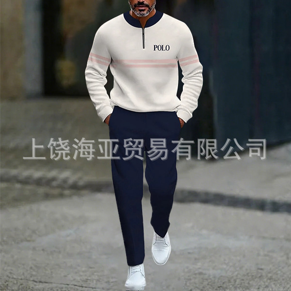2025跨境外贸新品欧美热卖休闲潮流爆款男装两件套3d数码印花|undefined