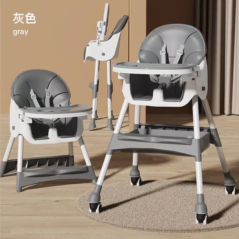 silla de comedor ajustable con plato de comedor, asiento de aprendizaje para bebés, silla plegable para bebés con base ampliada, silla de comedor para bebés
