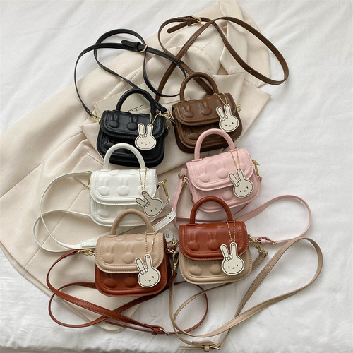 Children's Mini Square Bag Girls Fashion Handbag Accessories Bag Fashionable Girls Cute Rabbit Print Shoulder Bag