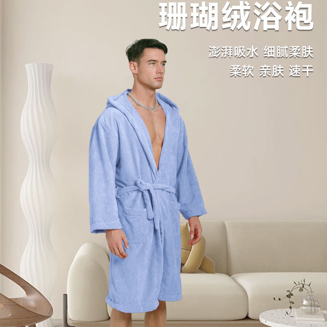 Hotel de cama y desayuno adulto camisón bordado logotipo Star Hotel Coral Fleece Hotel Albornoz espesado Albornoz absorbente