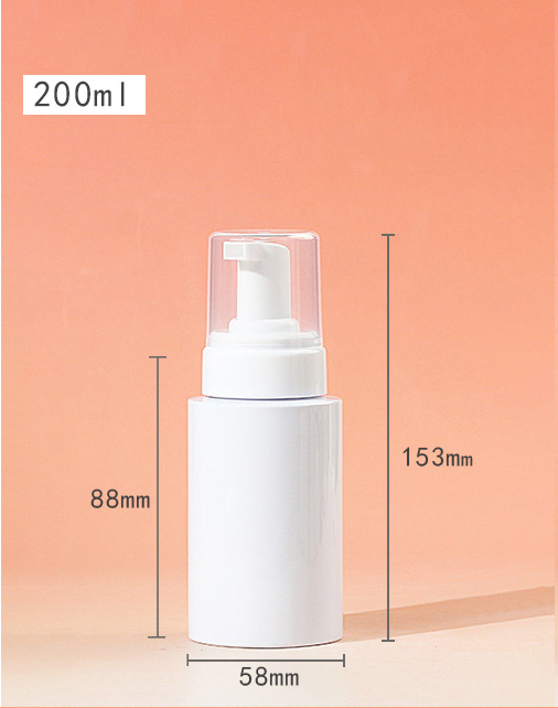 200 ml; botella transparente + cabeza de espuma tipo A; mascota