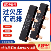 总开关保护器过欠压电气汇流排2P63A空开接线排端子紫铜黑色白色