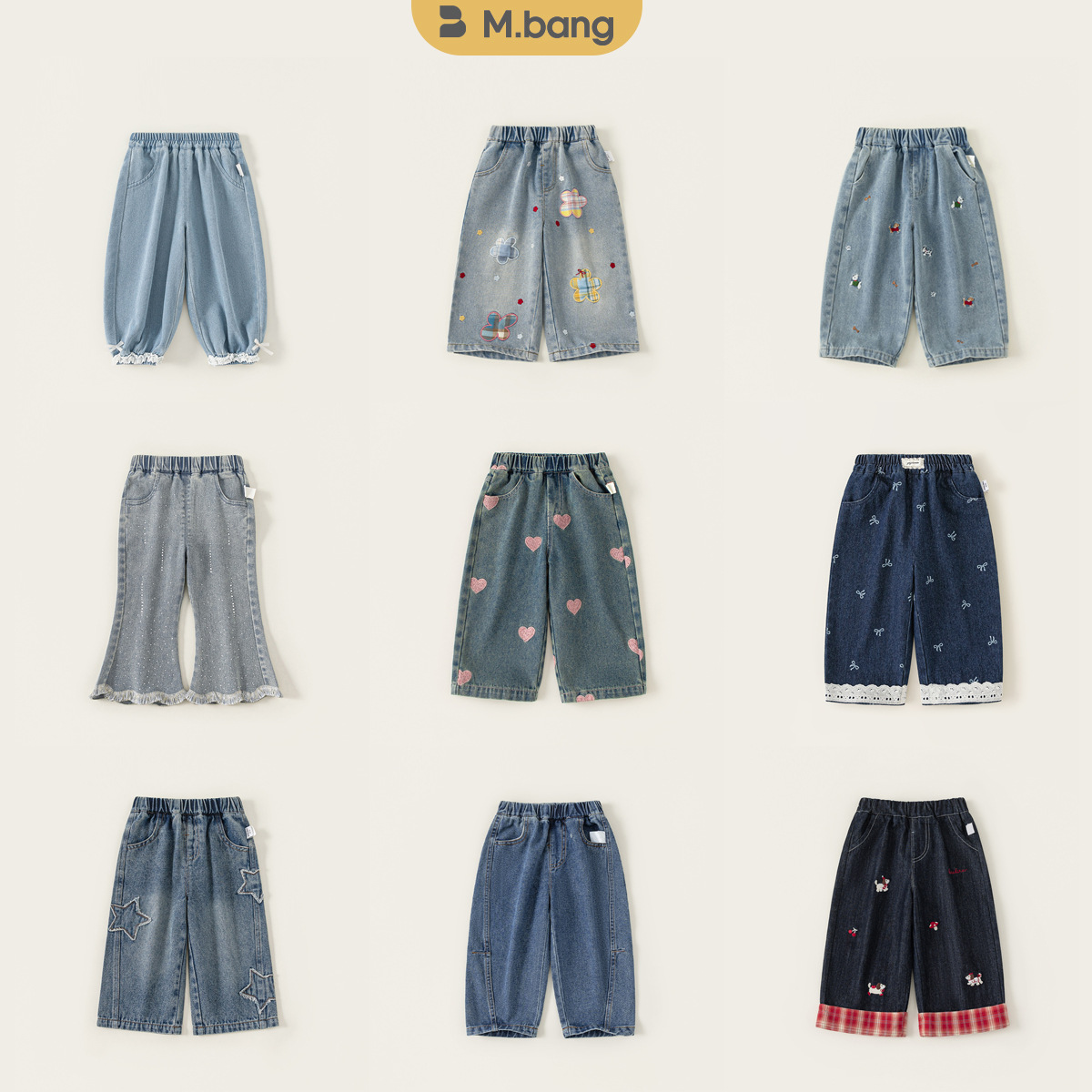 [Girls' Jeans Collection] Youbao Children's Clothing Girls' Casual Pants Kids' Jeans Girls' Wide-Leg Pants